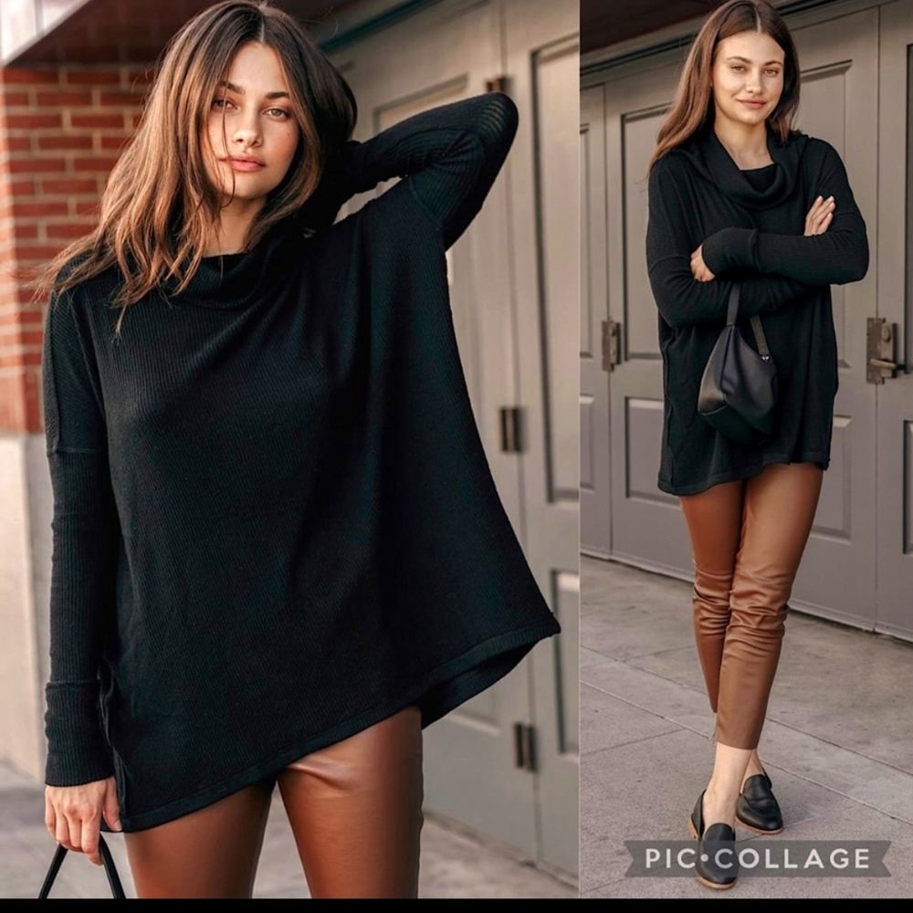 Free People Black Asymmetrical Top